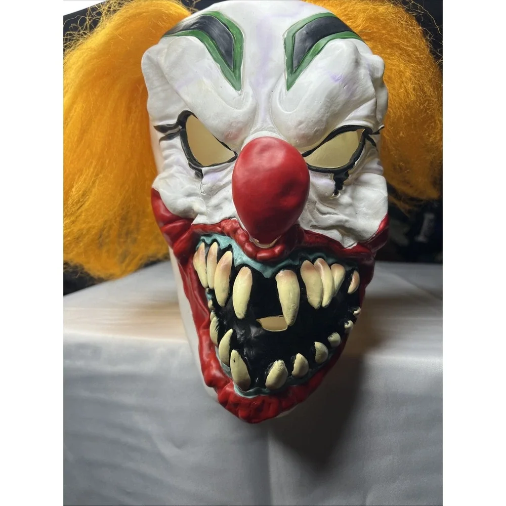 Spirit Halloween Evil Killer Clown Latex Mask Orange Hair Adult Horror